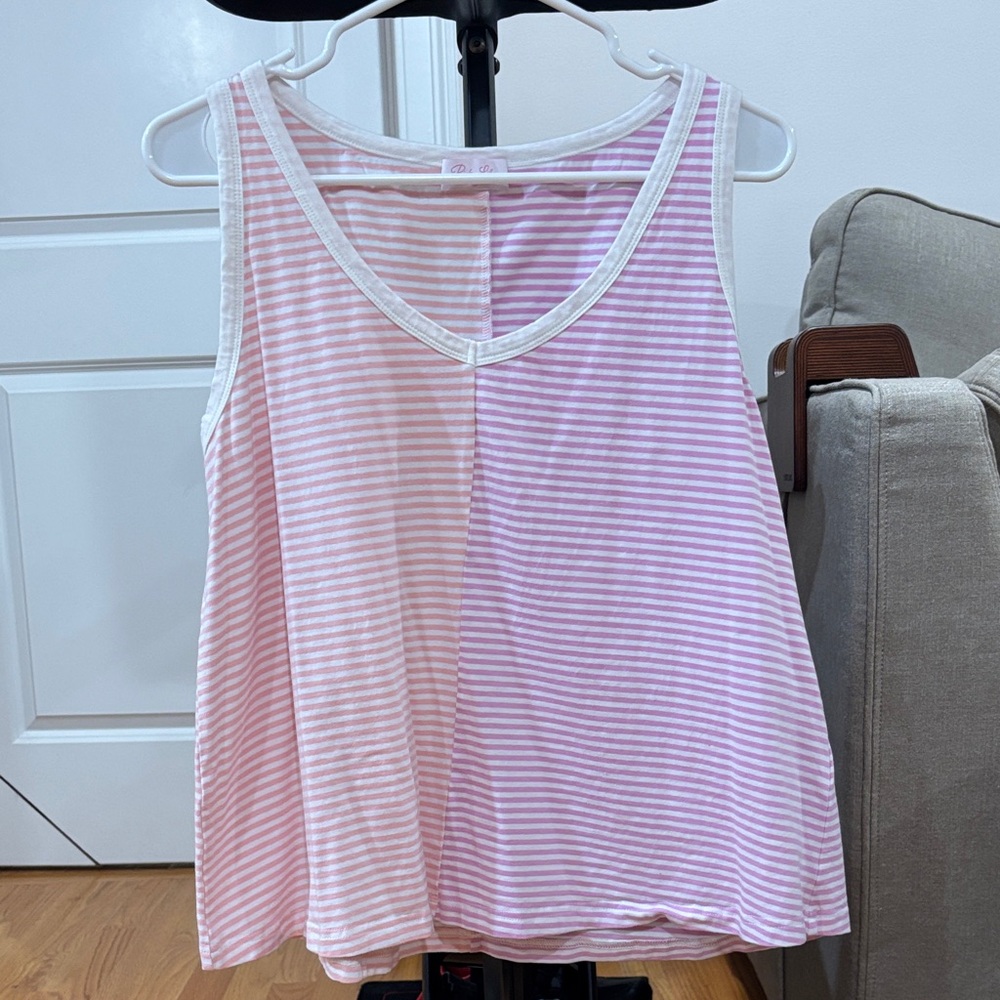 Pink Lily Light Pink/Purple Striped Tank Top